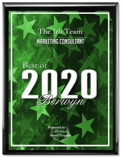 The JRB Team Best of Berwyn 2020 Marketing Consultant Plaque