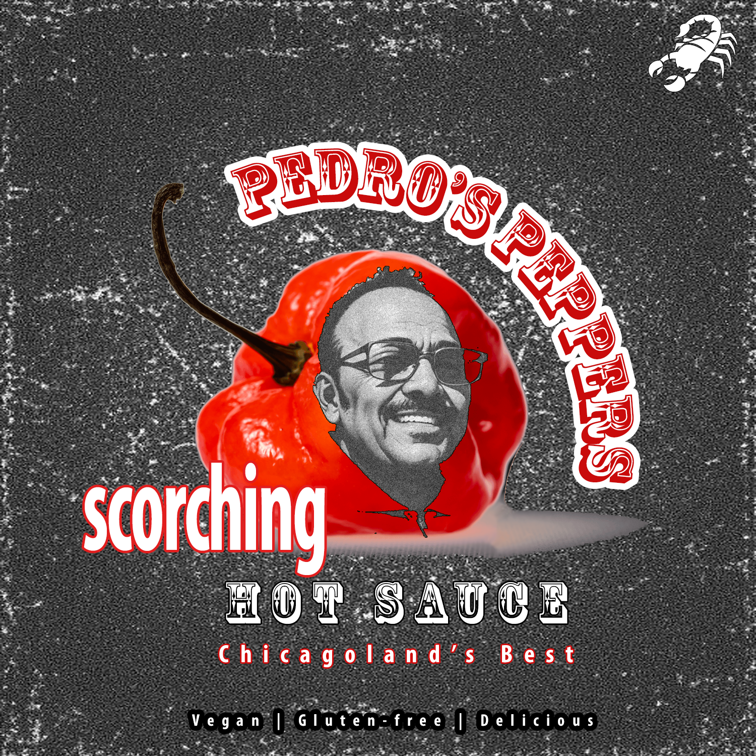 Small Batch Bottle Label Design Pedro's Peppers Hot Sauce